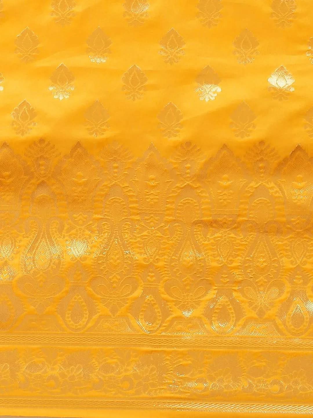 Yellow Woven Design Silk Saree - Libas