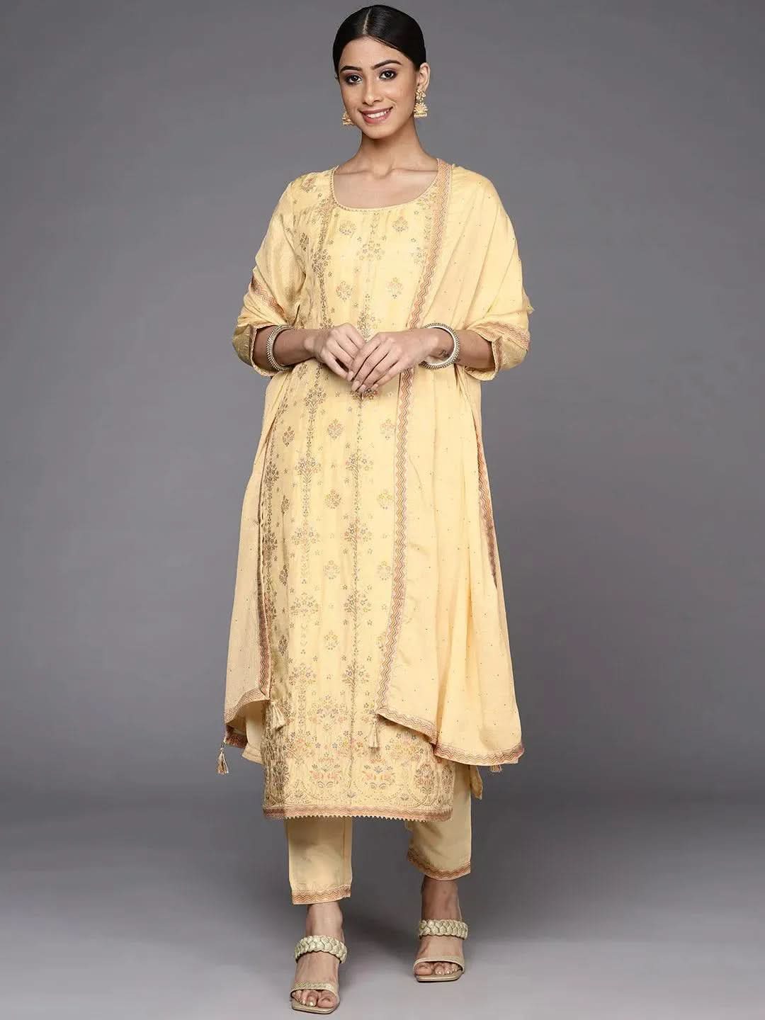 Buy Yellow Woven Design Silk Suit Set - 33334O- | Libas Ethnic Wear Online
Buy Yellow Woven Design Silk Suit Set - 33334O- | Libas Ethnic Wear Online