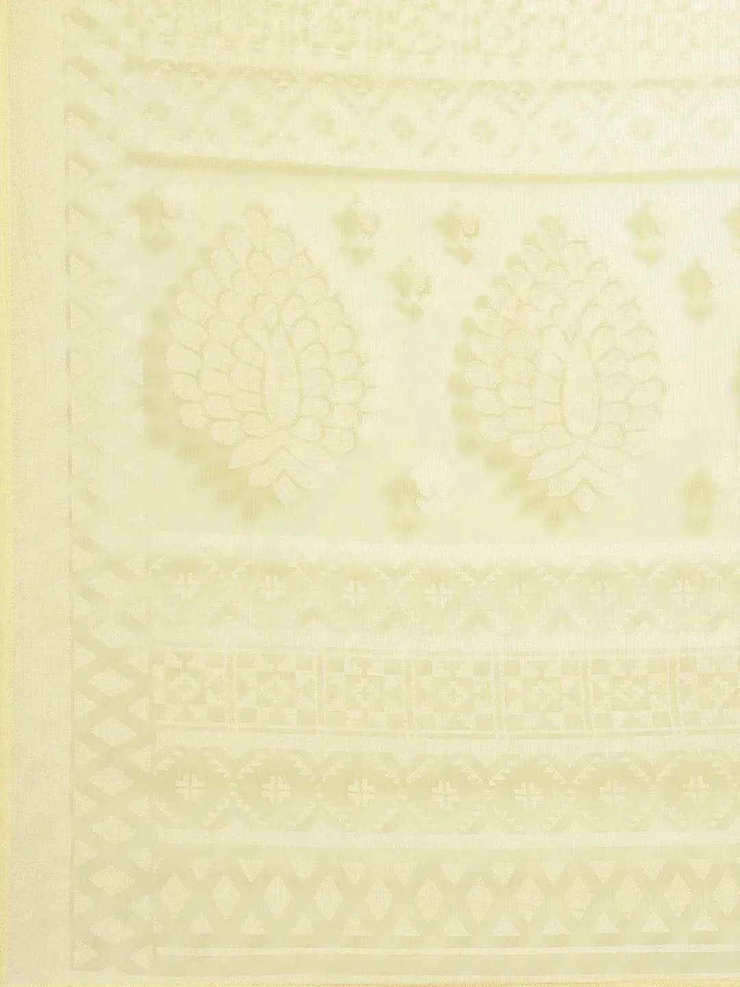 Yellow Woven Design Tissue Saree - Libas