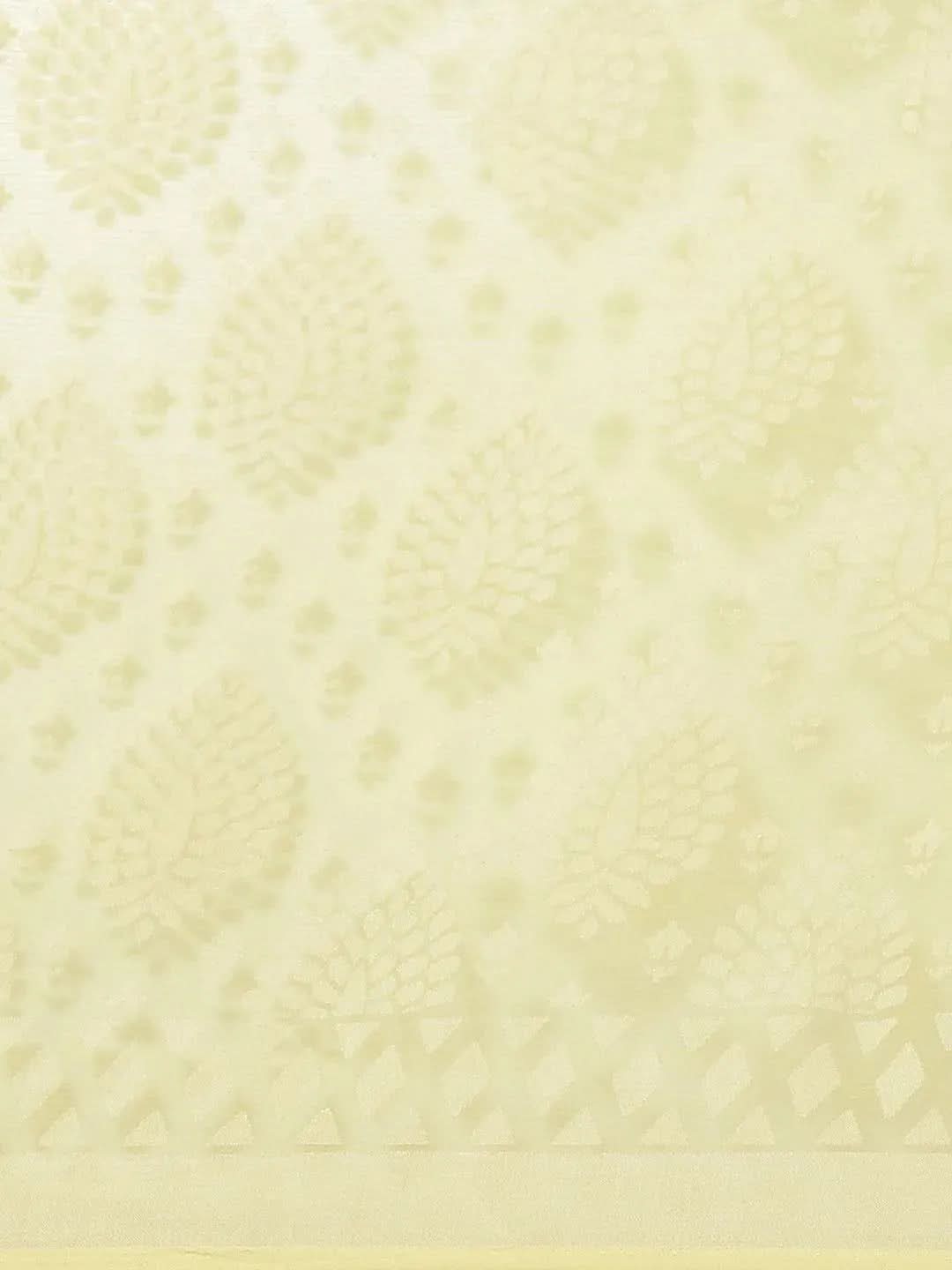 Yellow Woven Design Tissue Saree - Libas