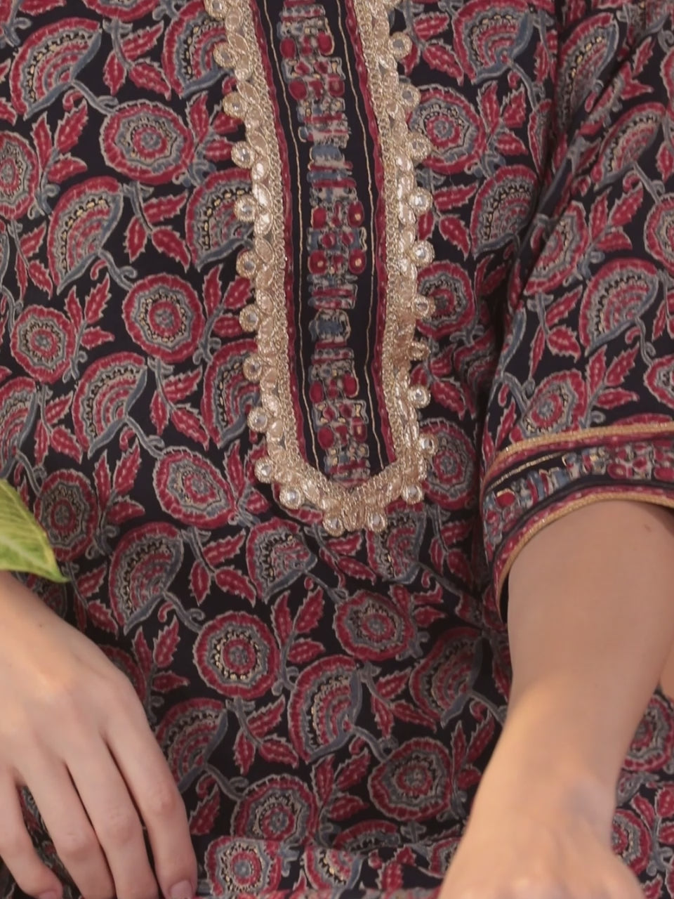 Navy Blue Printed Silk Blend Straight Kurta With Dupatta