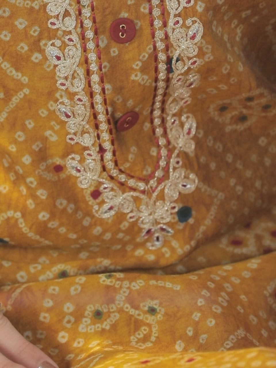 Mustard Printed Chanderi Silk Kurta