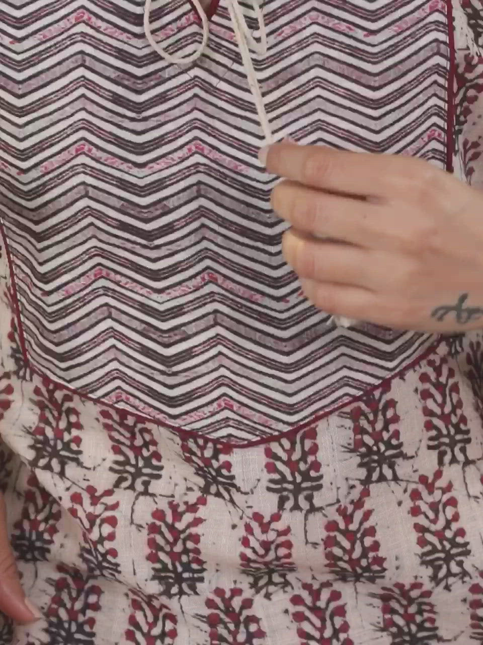 White Printed Cotton Kurta