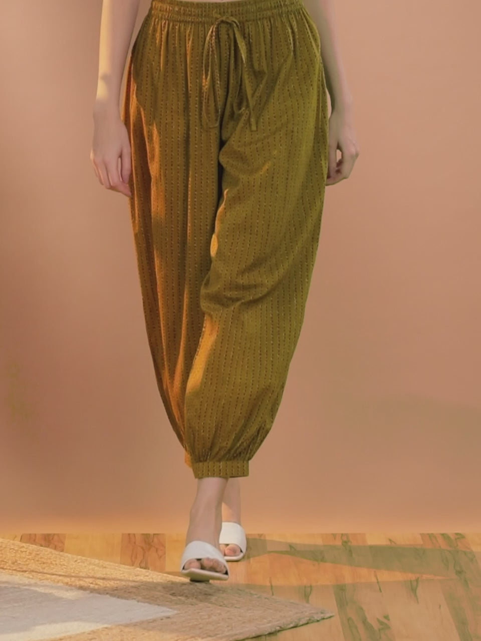 Mustard Printed Cotton Salwar Pants