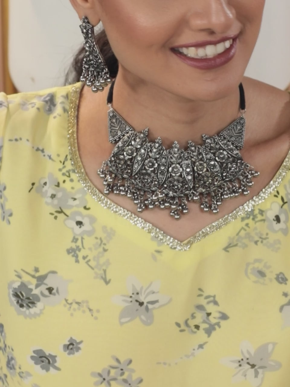 Yellow Printed Georgette A-Line Kurta With Sharara & Dupatta