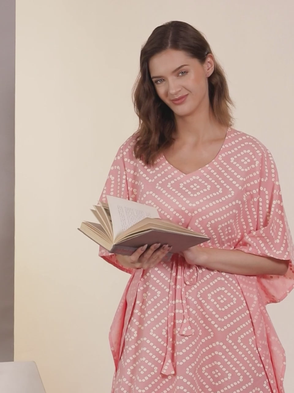 Peach Printed Cotton Nightdress