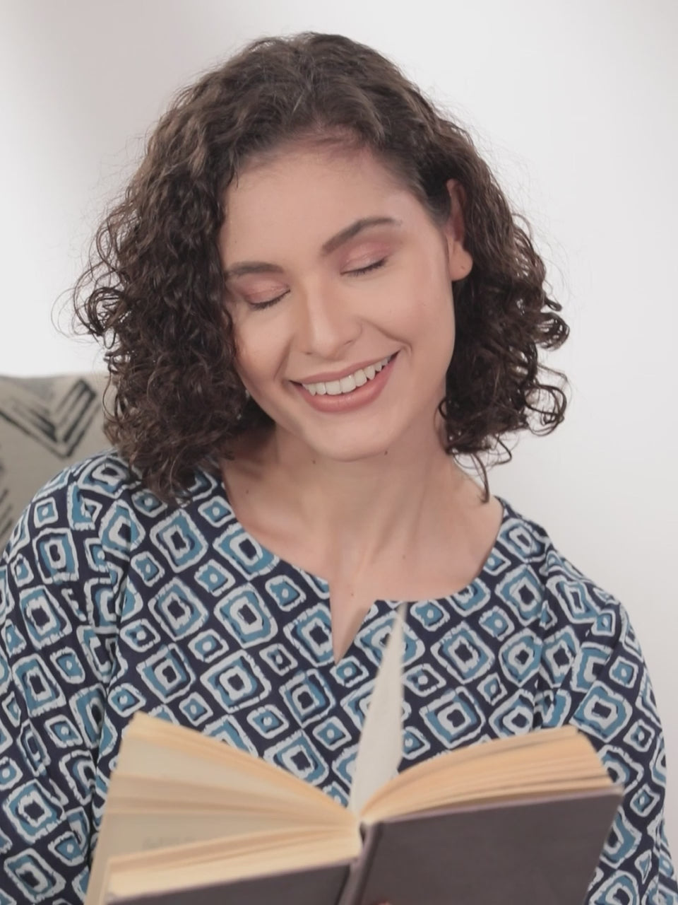 Blue Printed Cotton Night Suit