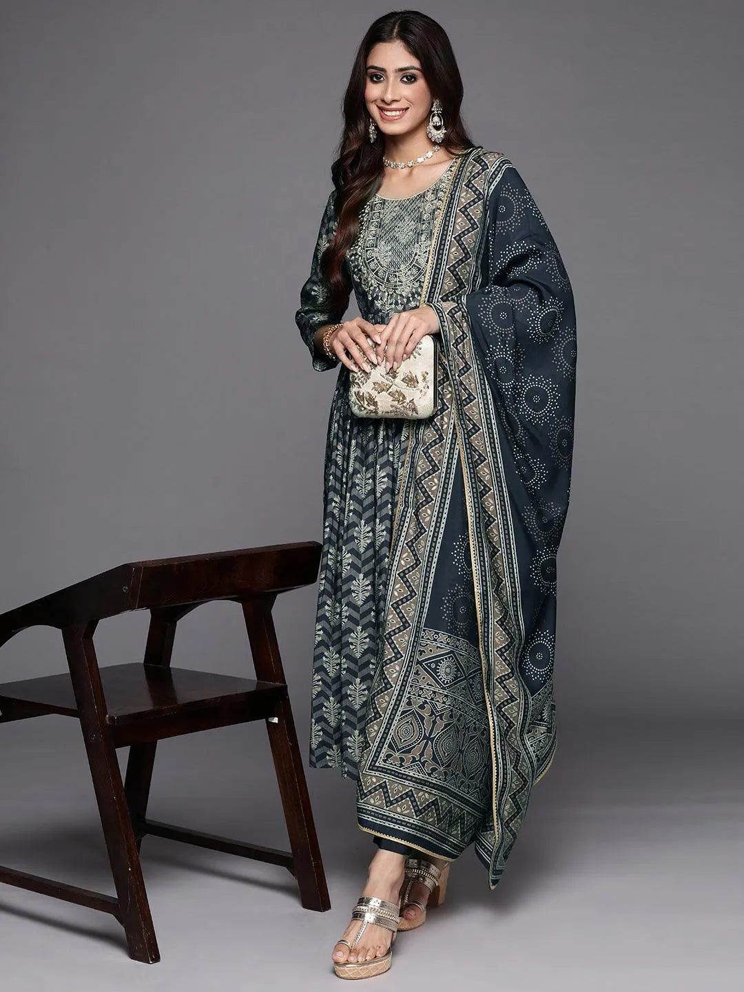 Libas blue hotsell printed anarkali kurta
