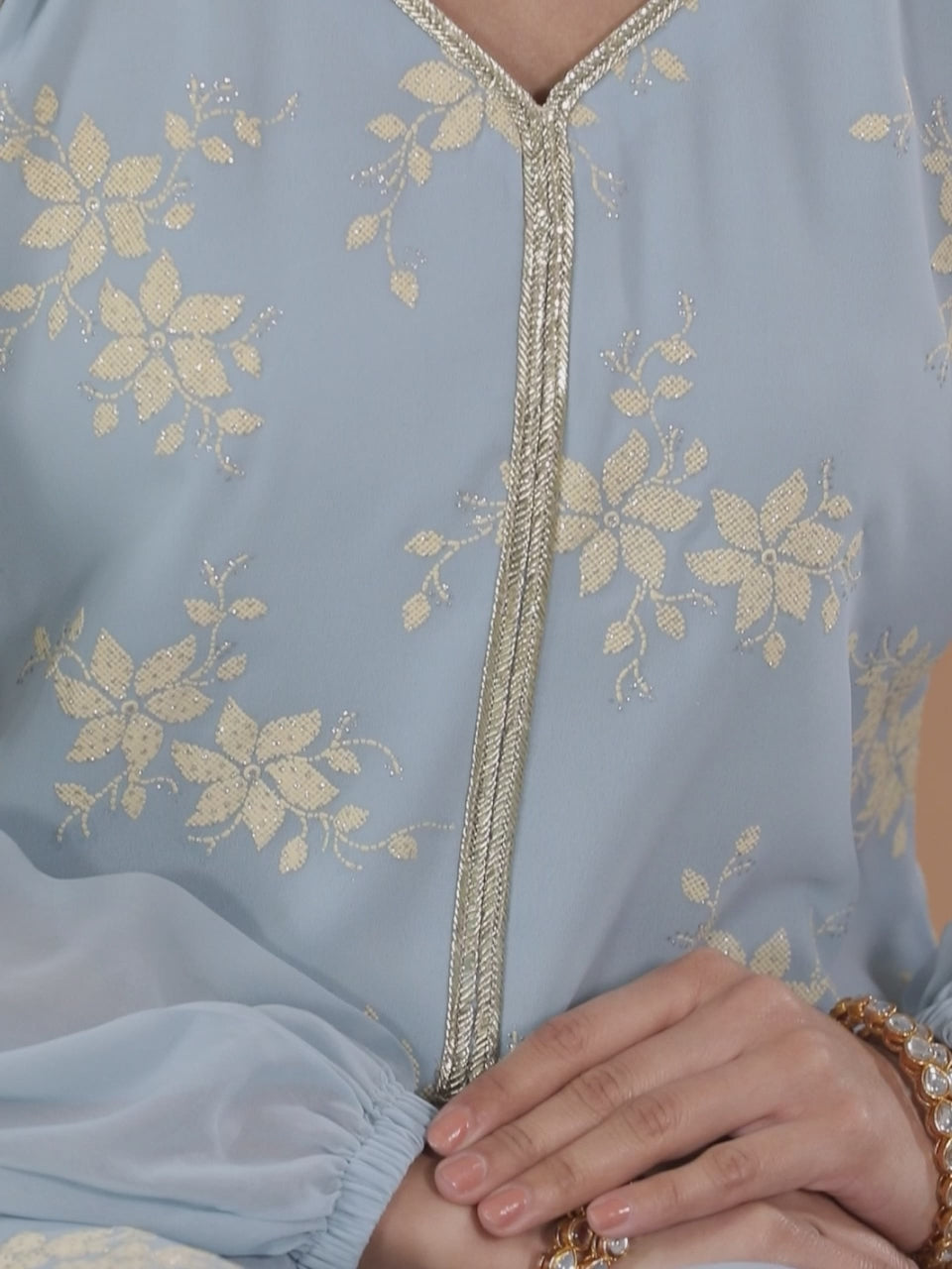 Blue Printed Georgette Kurta