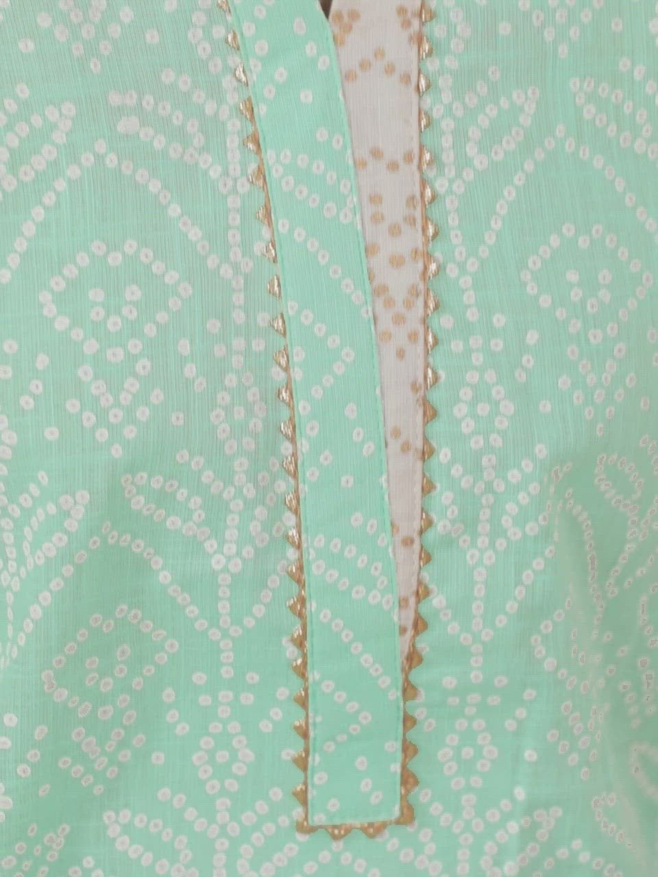 Sea Green Printed Cotton Straight Kurta With Skirt & Dupatta