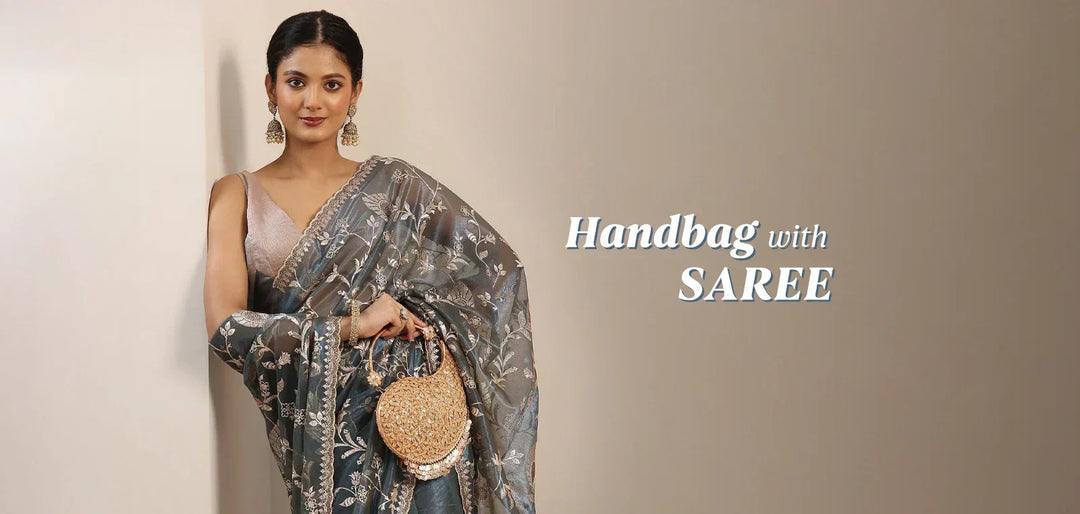 Elegant Pairing for Handbag with Saree from Libas