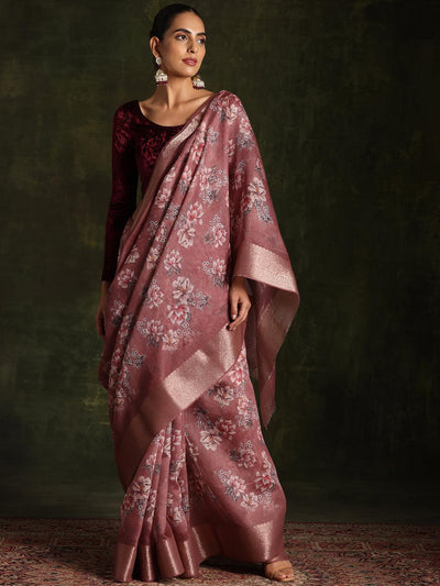 Sienna Printed Silk Blend Saree With Unstitched Blouse Piece - Libas