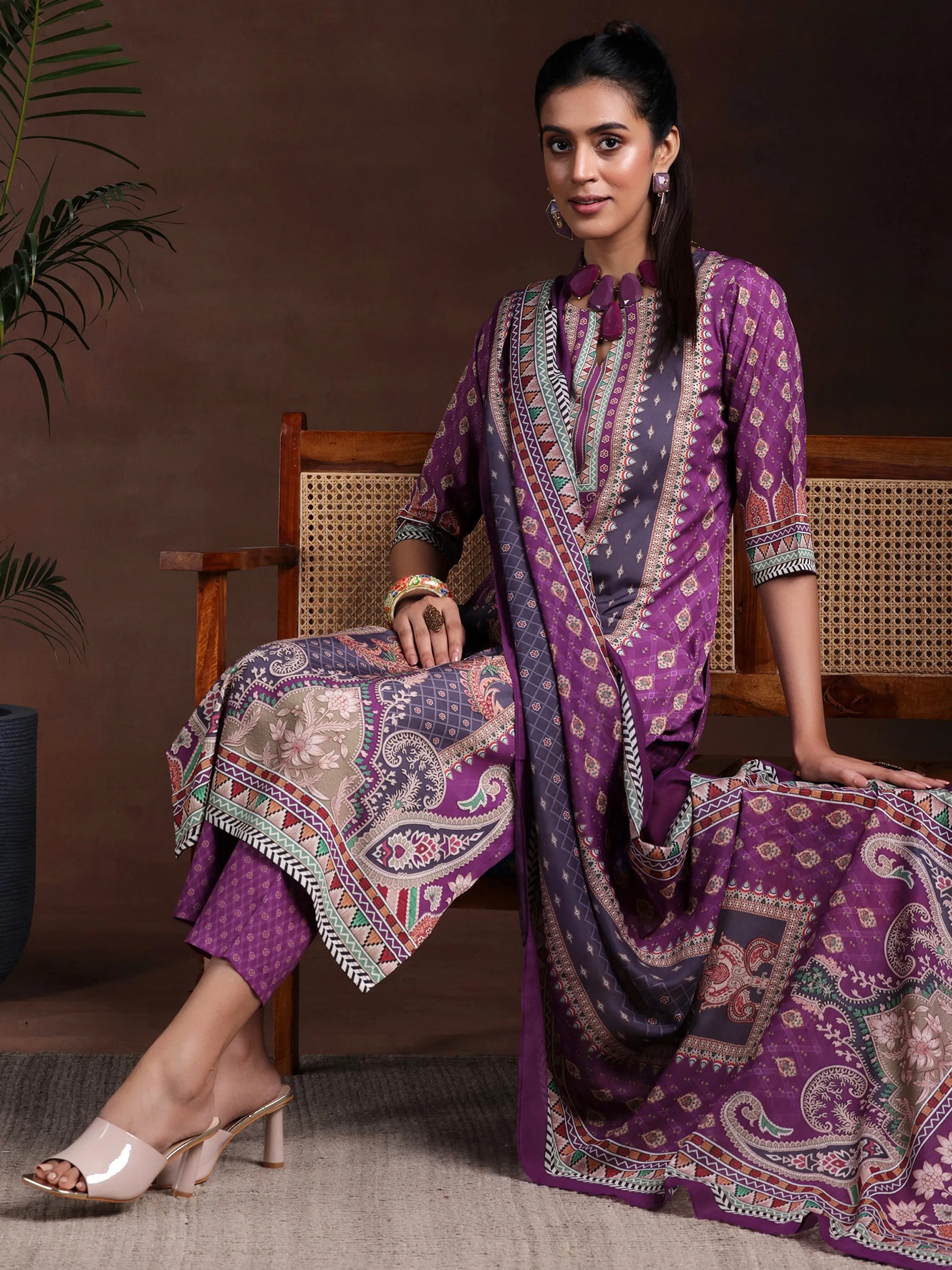 libas Purple Printed Poly Crepe Straight Suit With Dupatta-picture-29