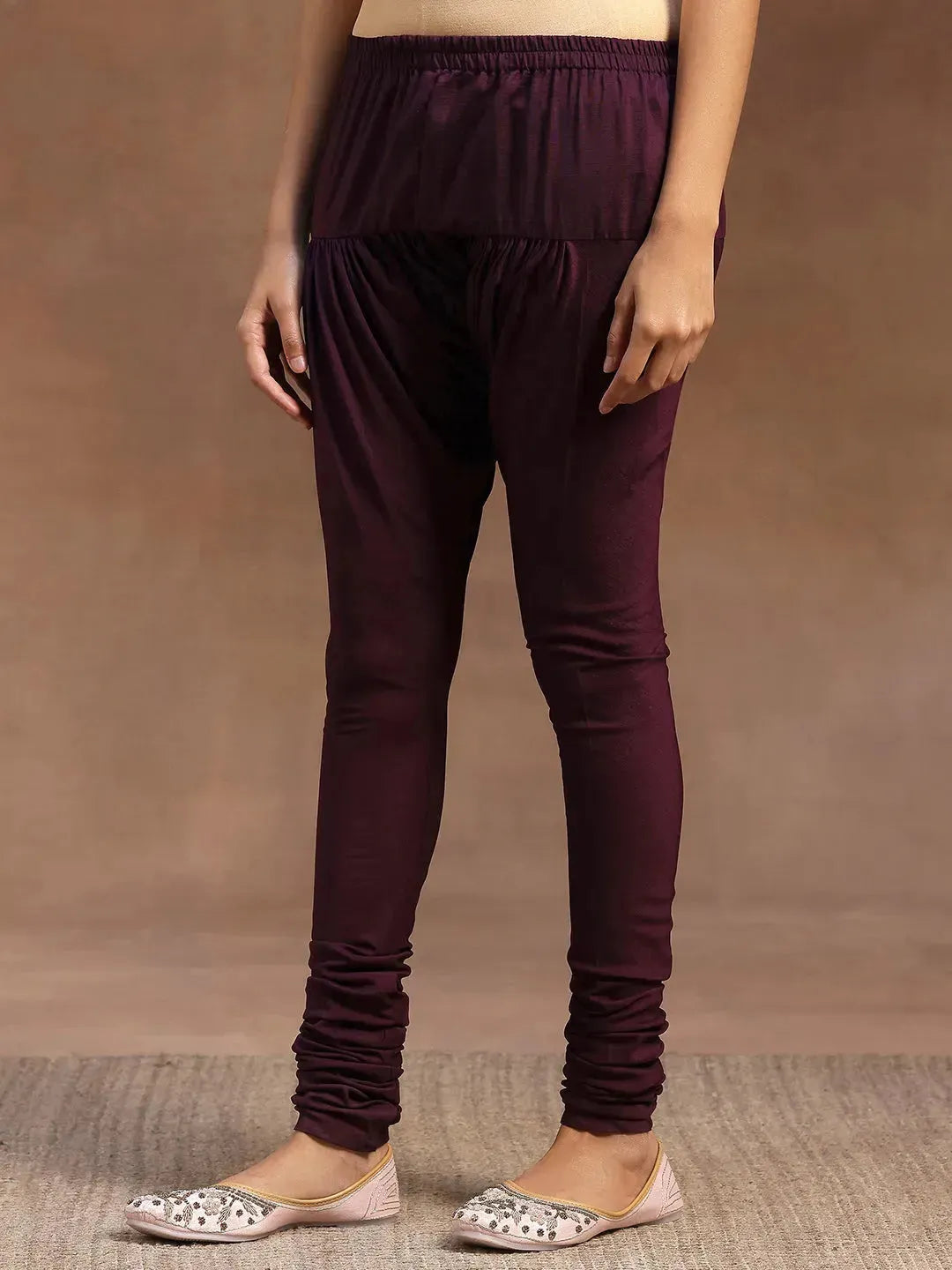  Purple Printed Cotton A-Line Kurta With Churidar & Dupatta 