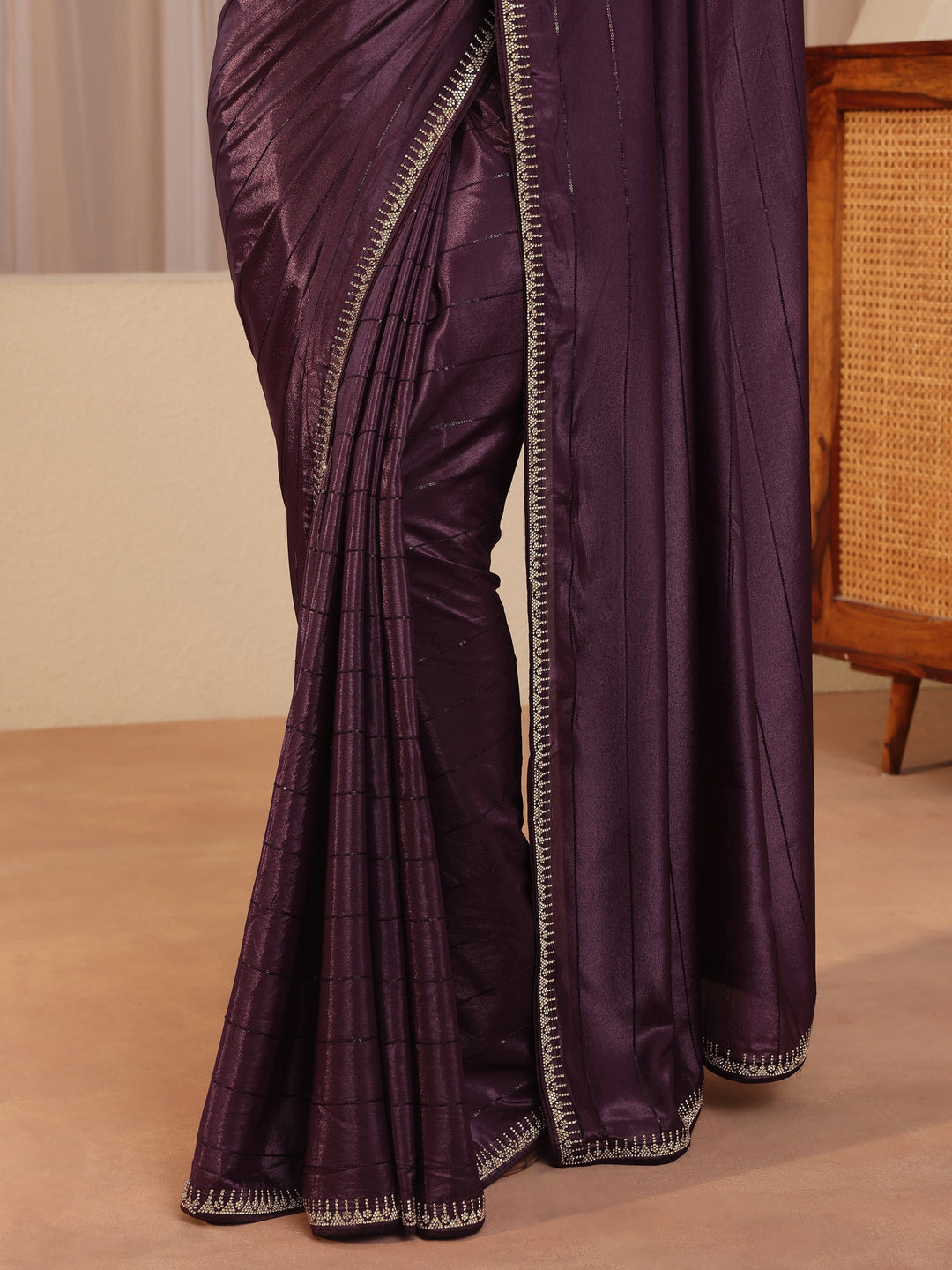  Burgundy Silk Blend Saree 