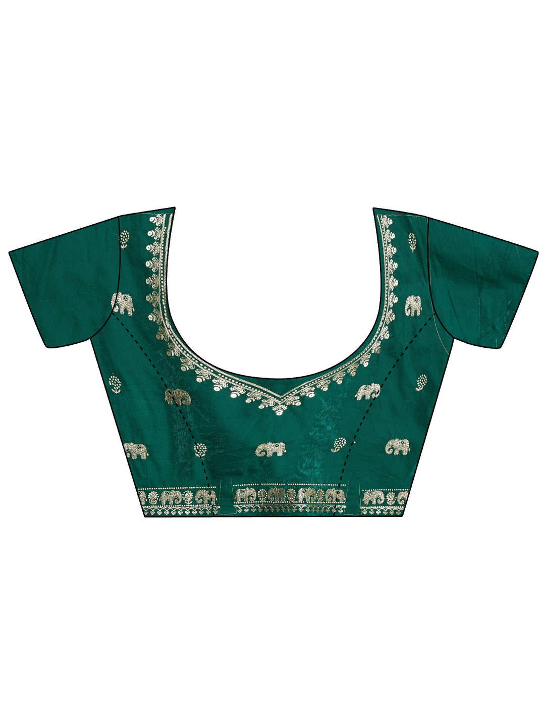  Kelly Green Tissue Saree With Embellished Border 