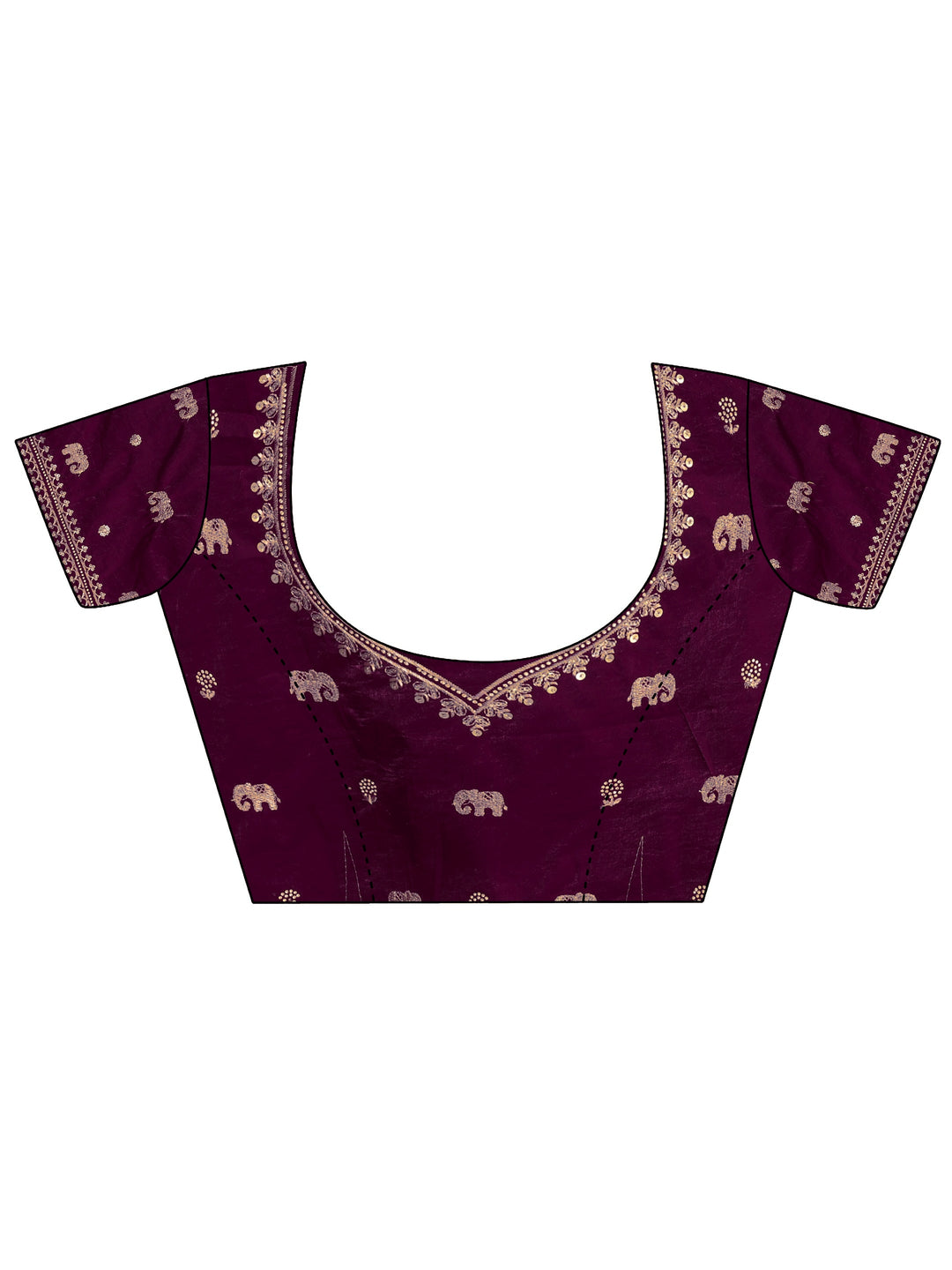  Burgundy Tissue Saree With Embellished Border 