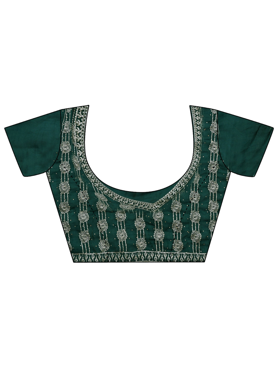  Green Tissue Saree With Embellished Border 