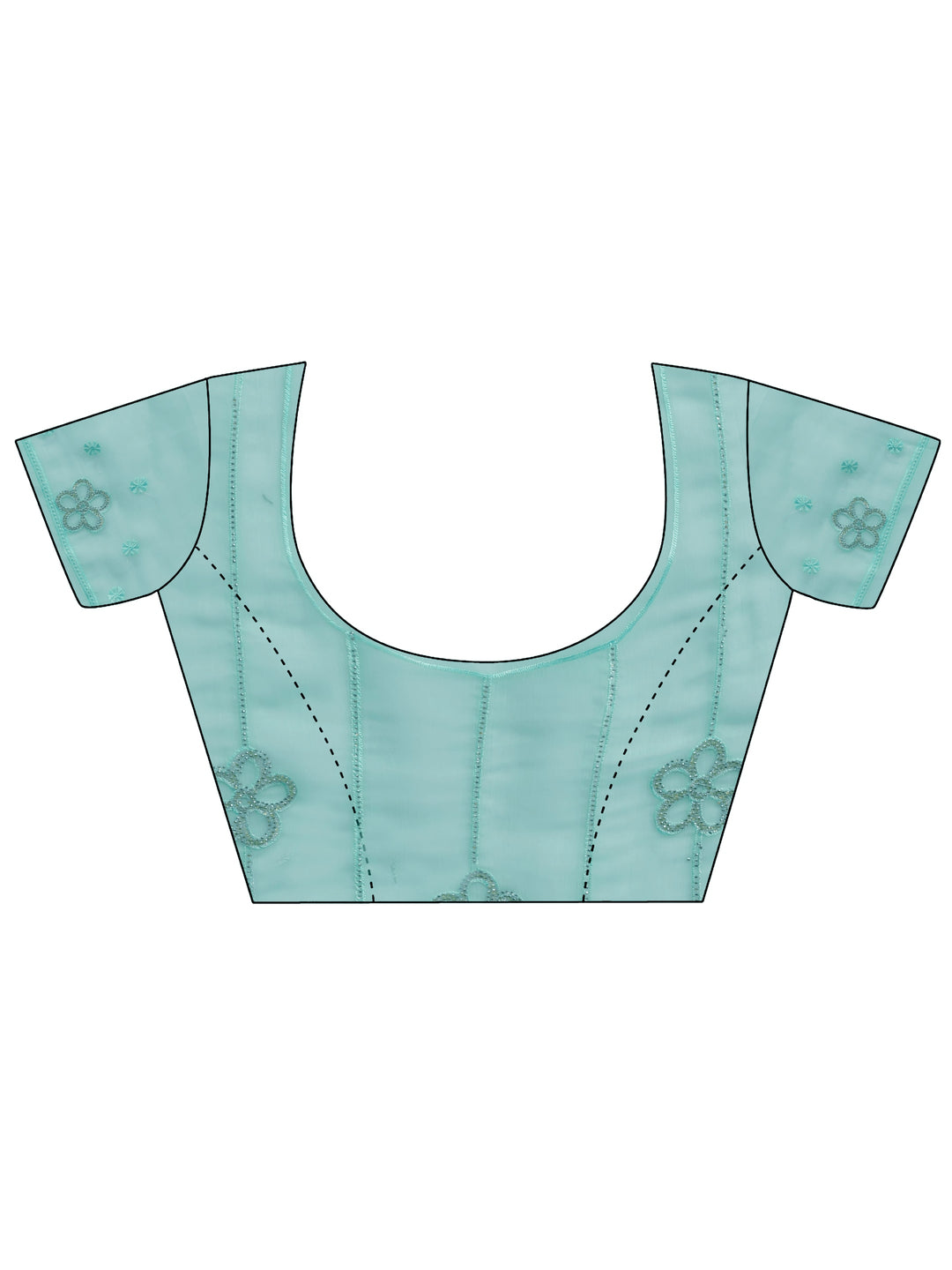  Sky Blue Embroidered Organza Saree 