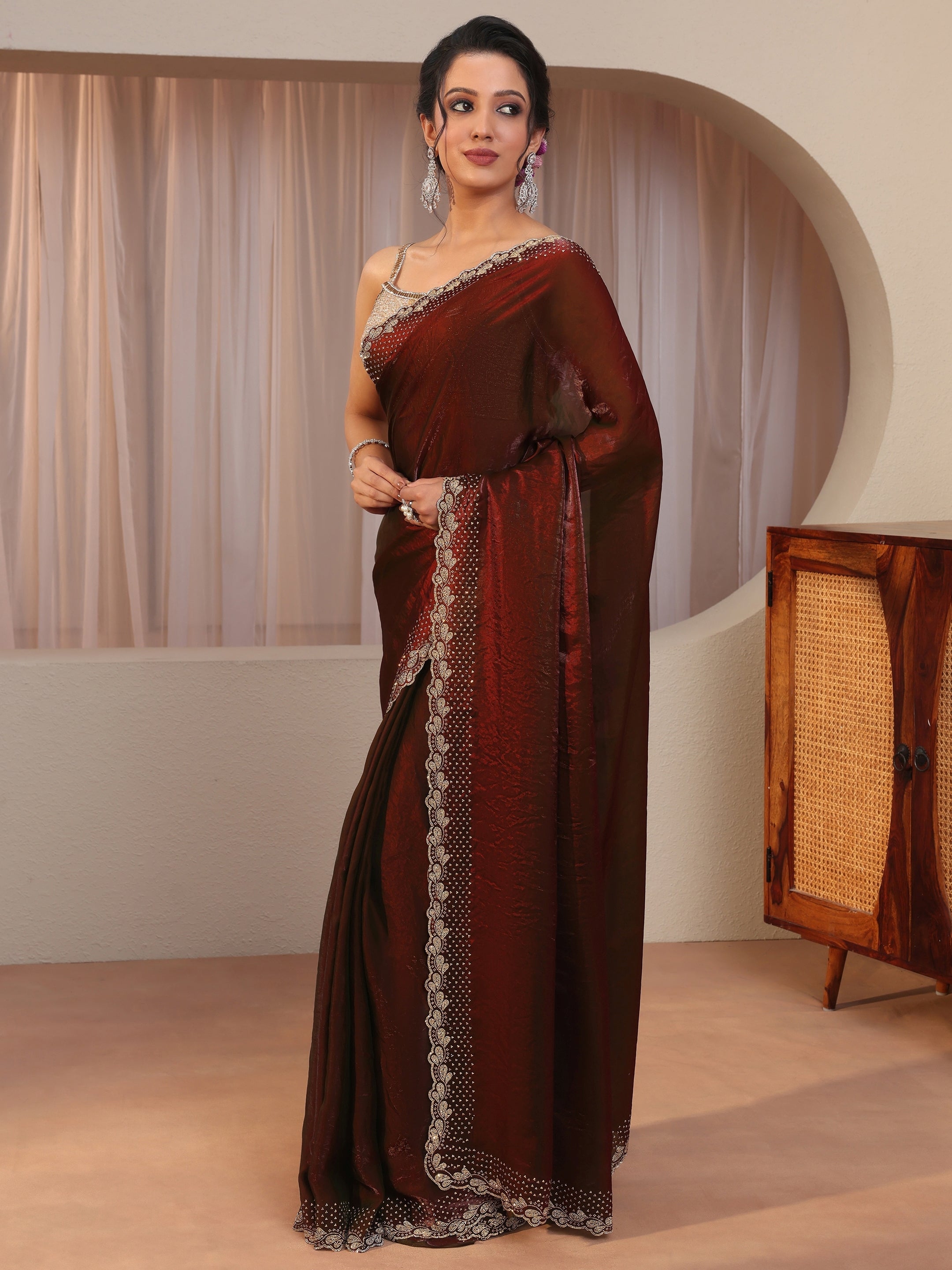 libas Maroon Embellished Border Tissue Saree-picture-43