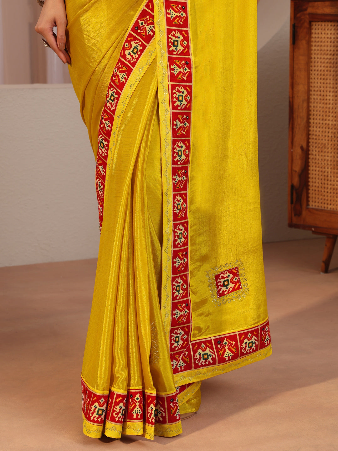  Patola Border Mustard Chiffon Saree 