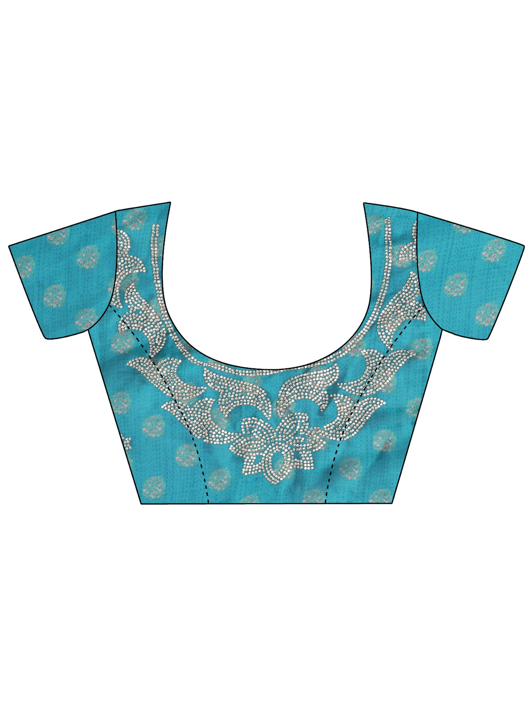  Cerulean Blue Chiffon Saree Wth Printed Border 
