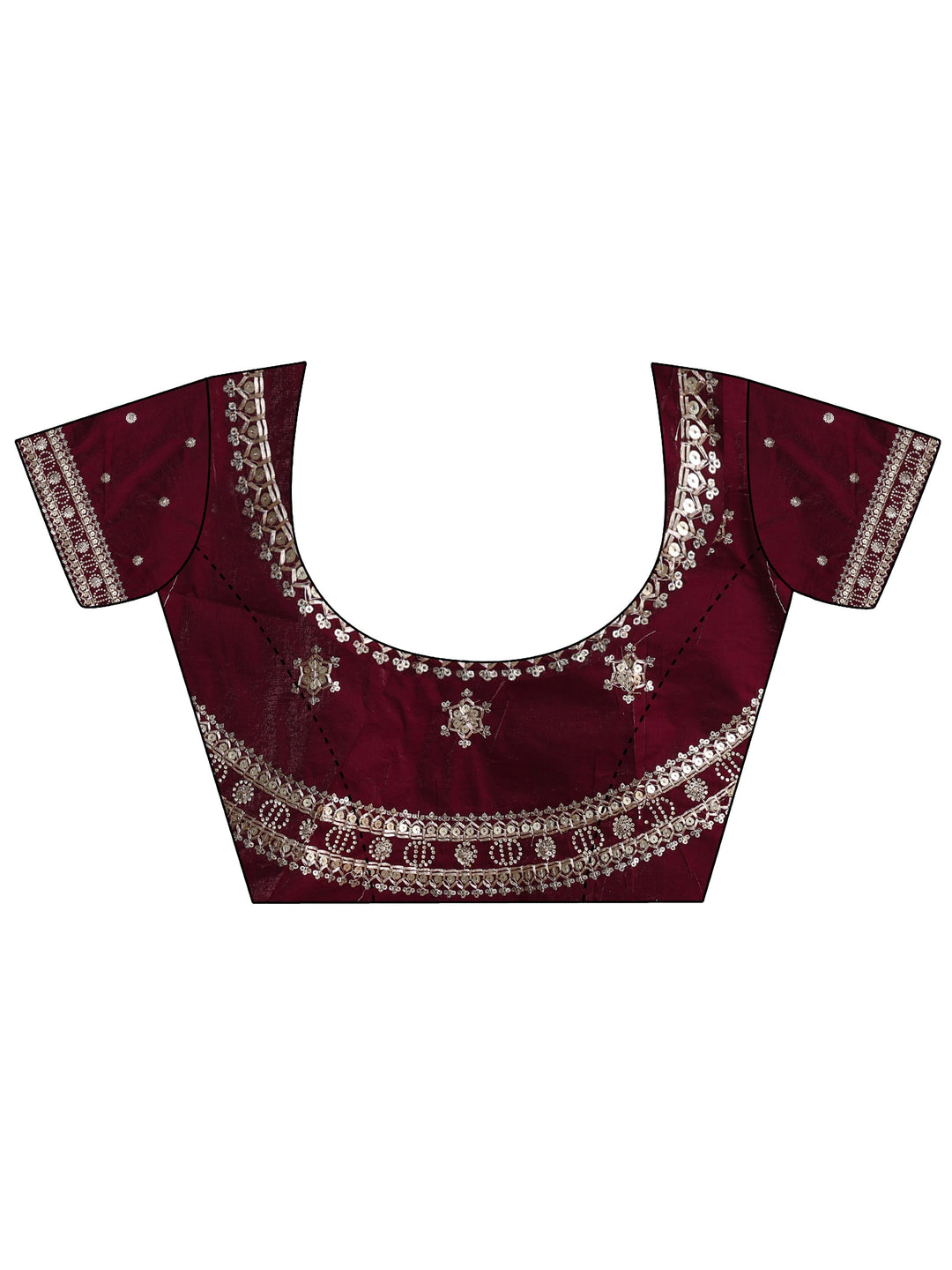  Burgundy Embellished Border Tissue Saree 