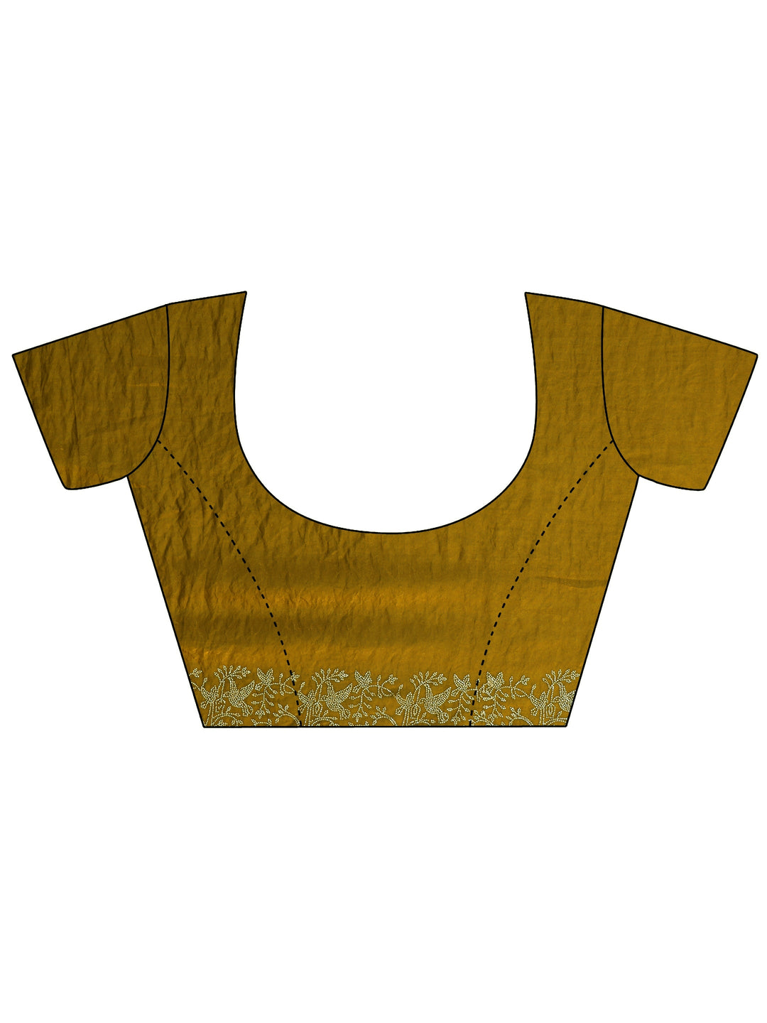  Antique Gold Tissue Saree With Embroidered Border 