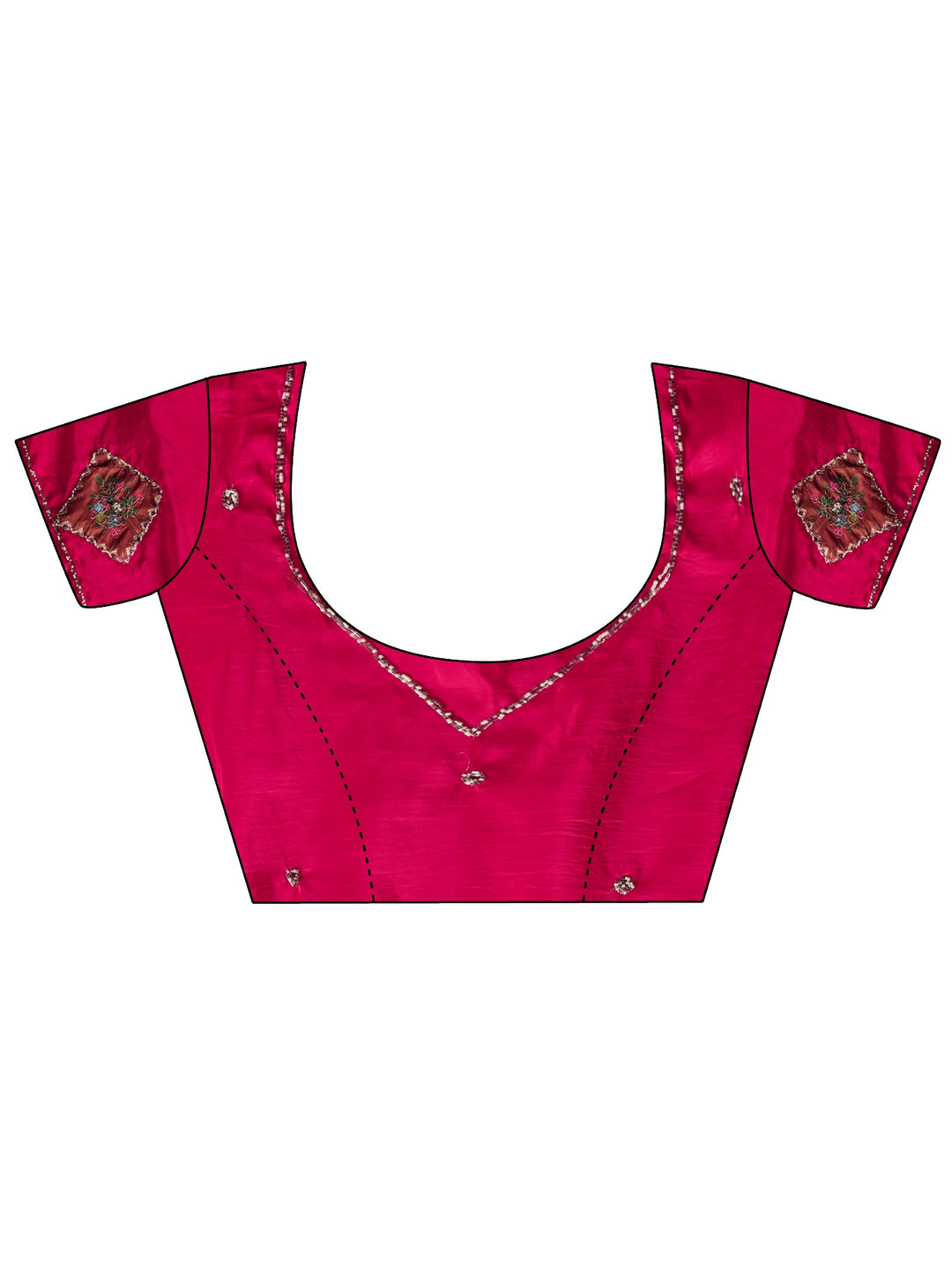  Rani Pink Applique Embellished Satin Saree 