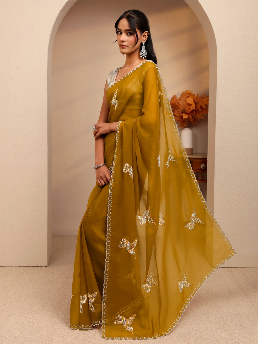  Mustard Tissue Saree 