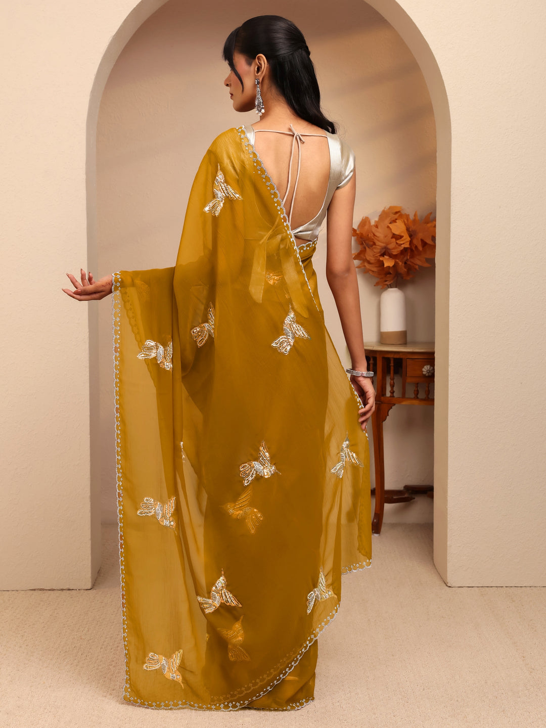  Mustard Tissue Saree 