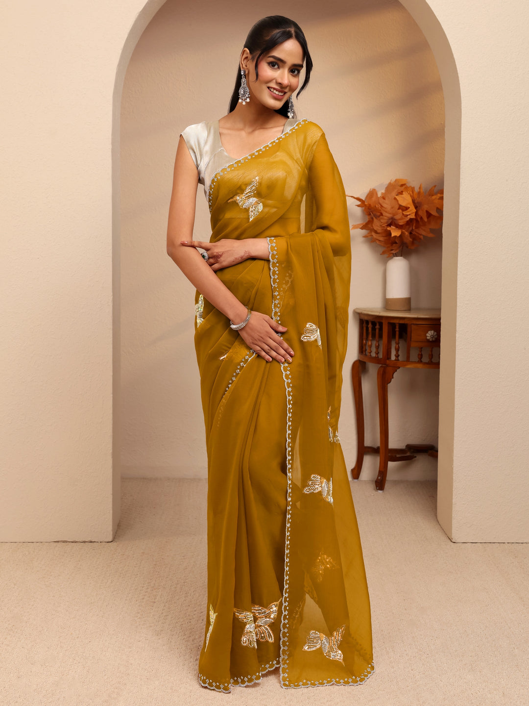  Mustard Tissue Saree 