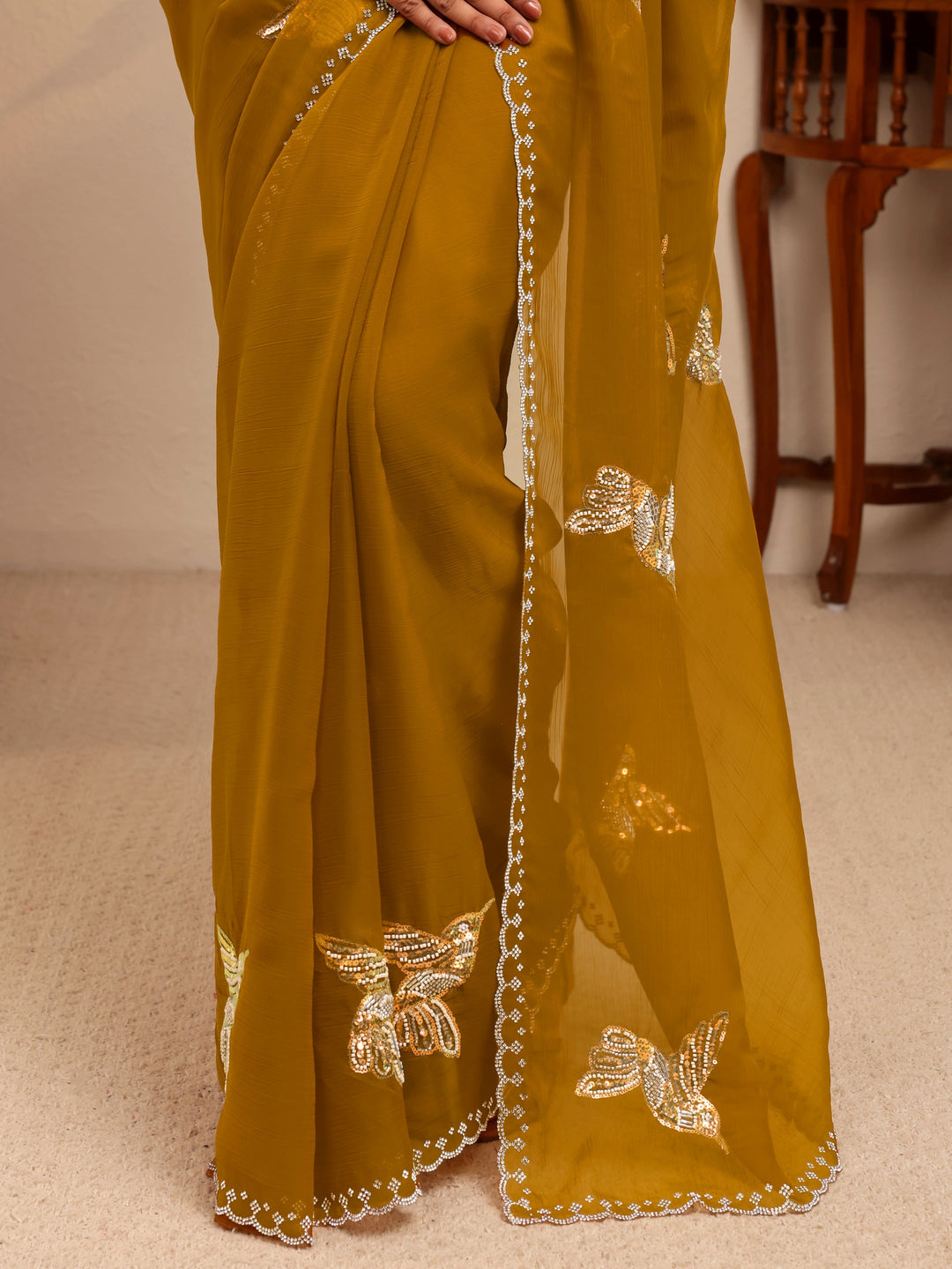  Mustard Tissue Saree 