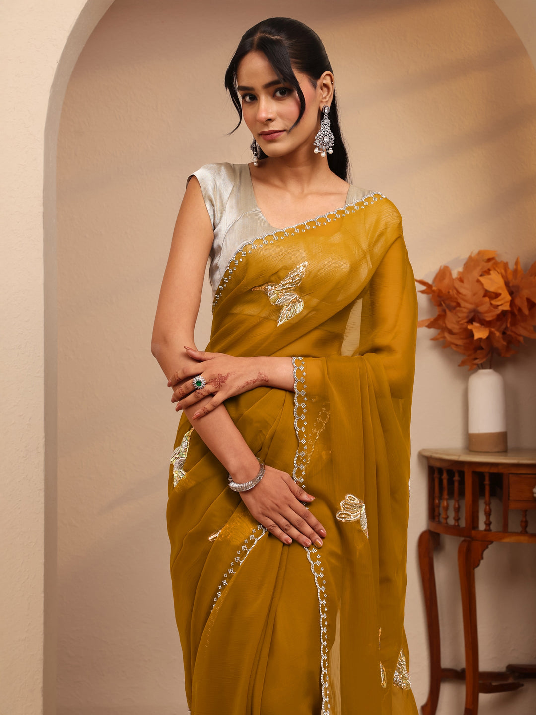  Mustard Tissue Saree 