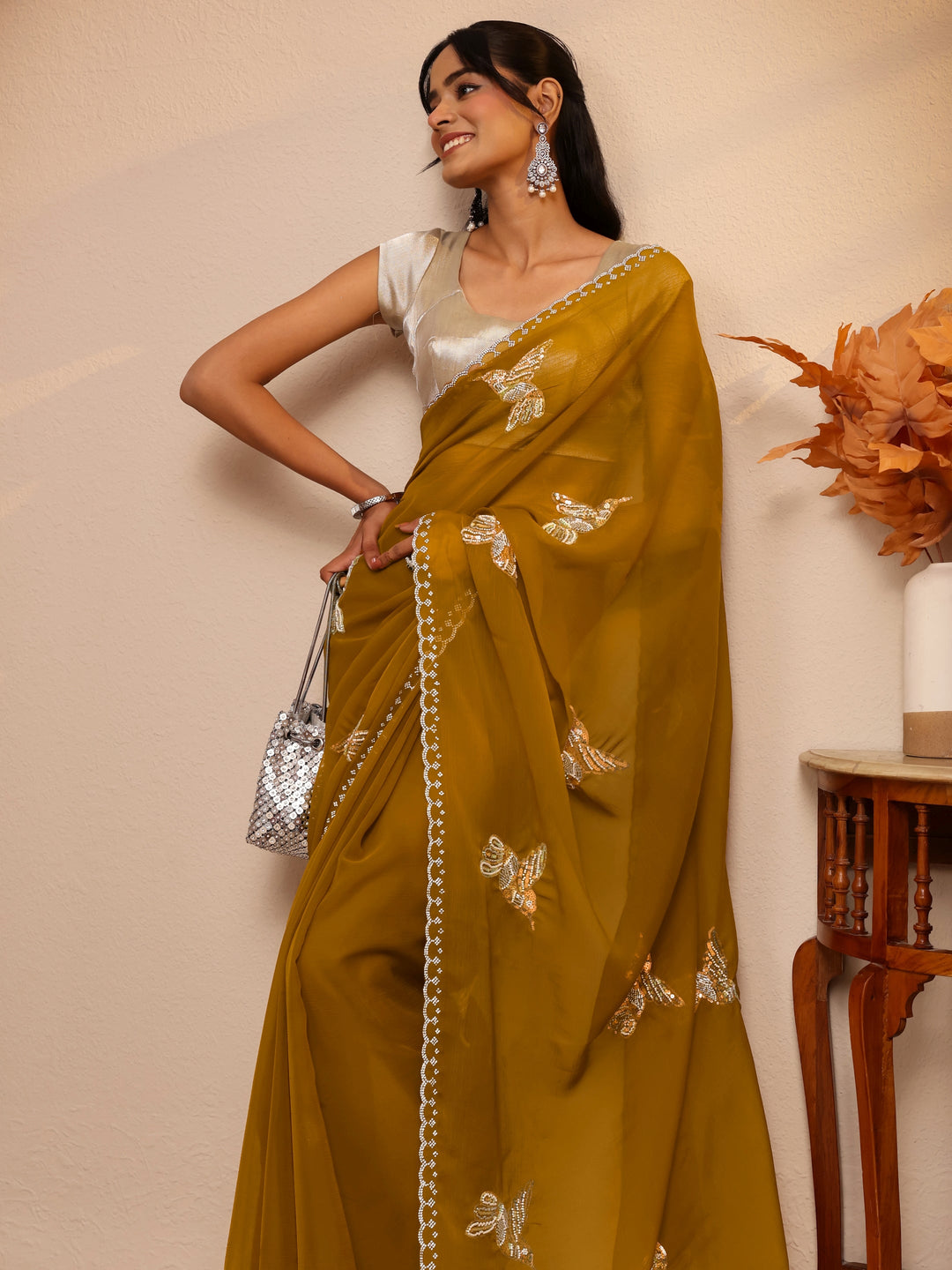  Mustard Tissue Saree 