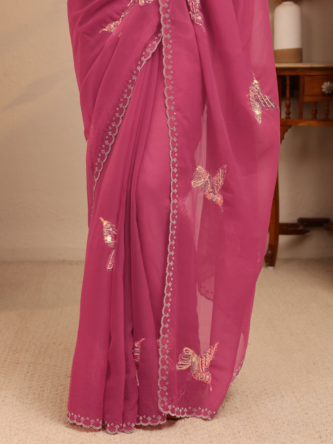  Orchid Pink Tissue Saree 