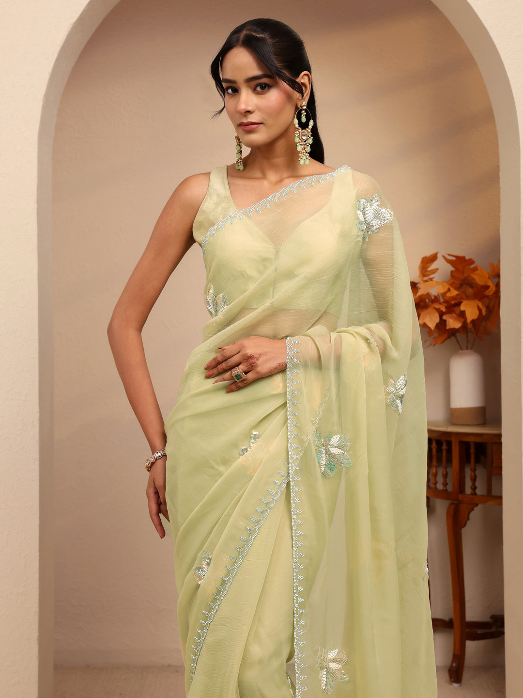  Mint Green Tissue Saree 
