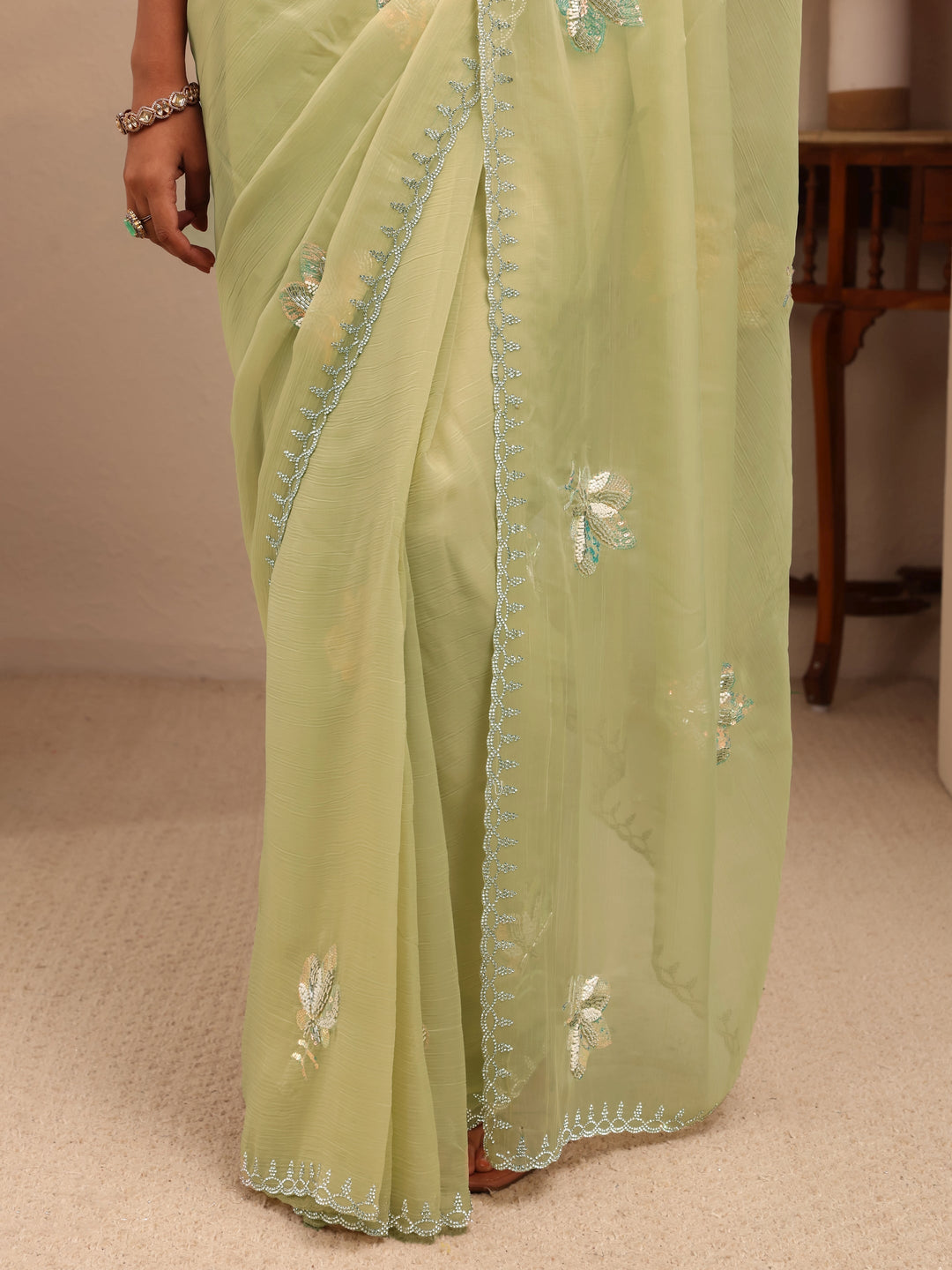  Mint Green Tissue Saree 