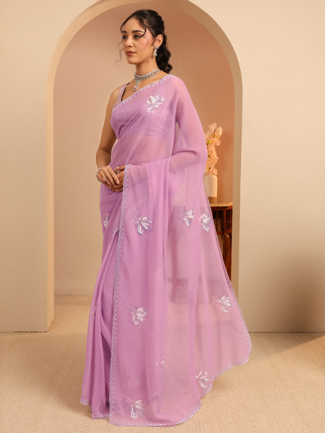  Lavender Tissue Saree 