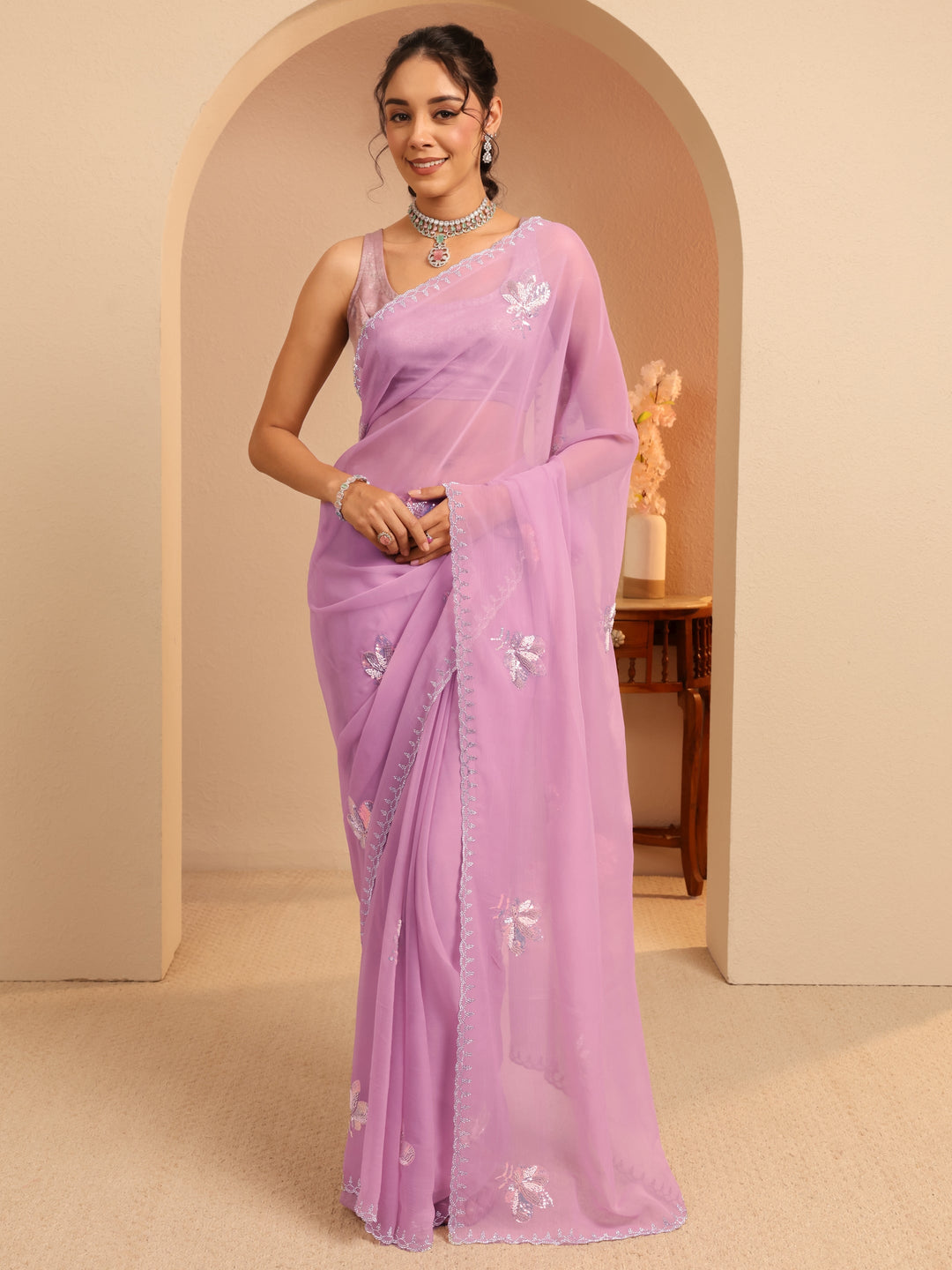 Lavender Tissue Saree 