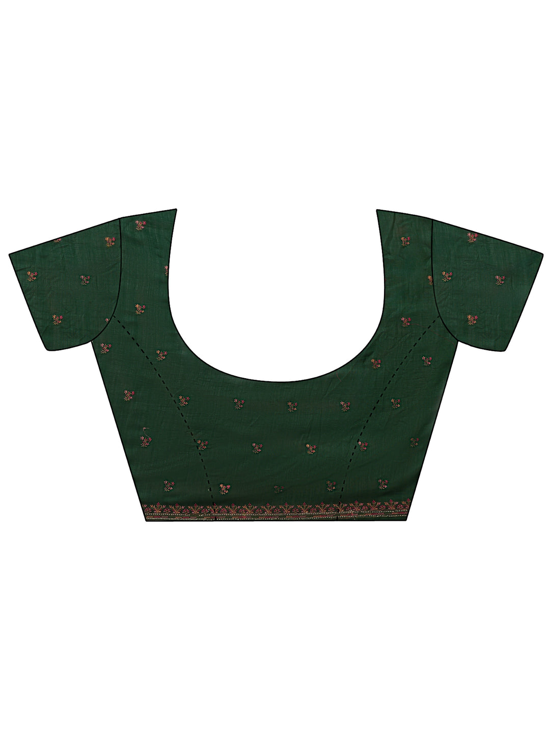  Bottle Green Floral Embroidered Silk Blend Saree 
