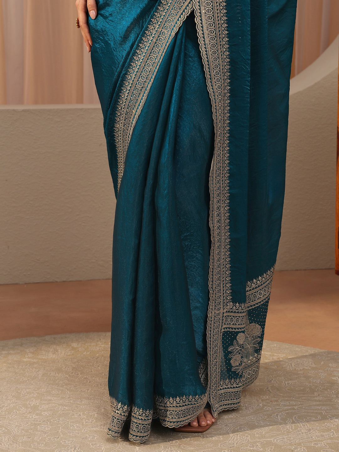  Peacock Blue Tissue Saree 