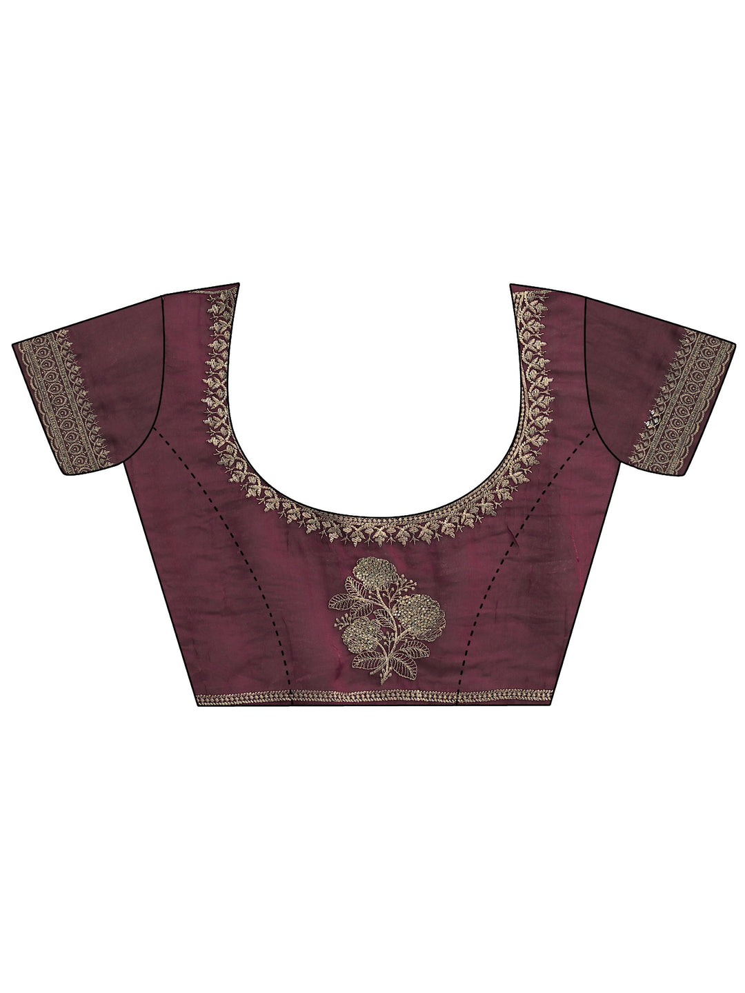  Burgundy Tissue Saree 