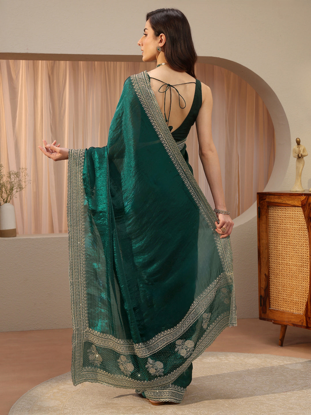  Sacramento Green Tissue Saree 