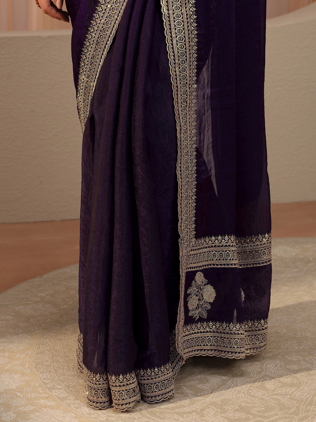  Plum Purple Tissue Saree 