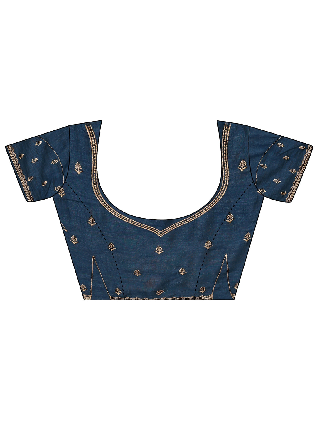  Navy Blue Embellished Silk Blend Saree 