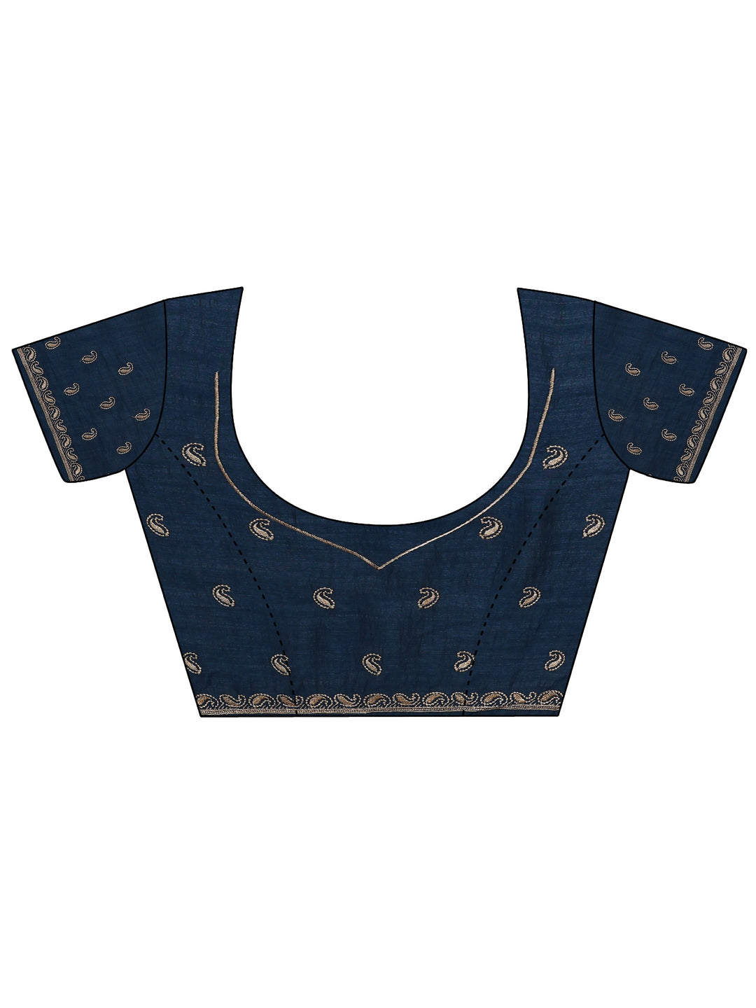  Navy Blue Embellished Silk Blend Saree 