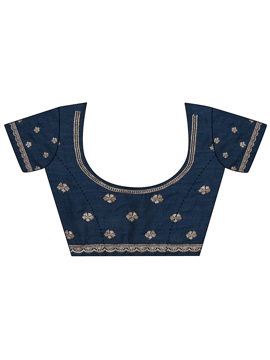  Navy Blue Embellished Silk Blend Saree 