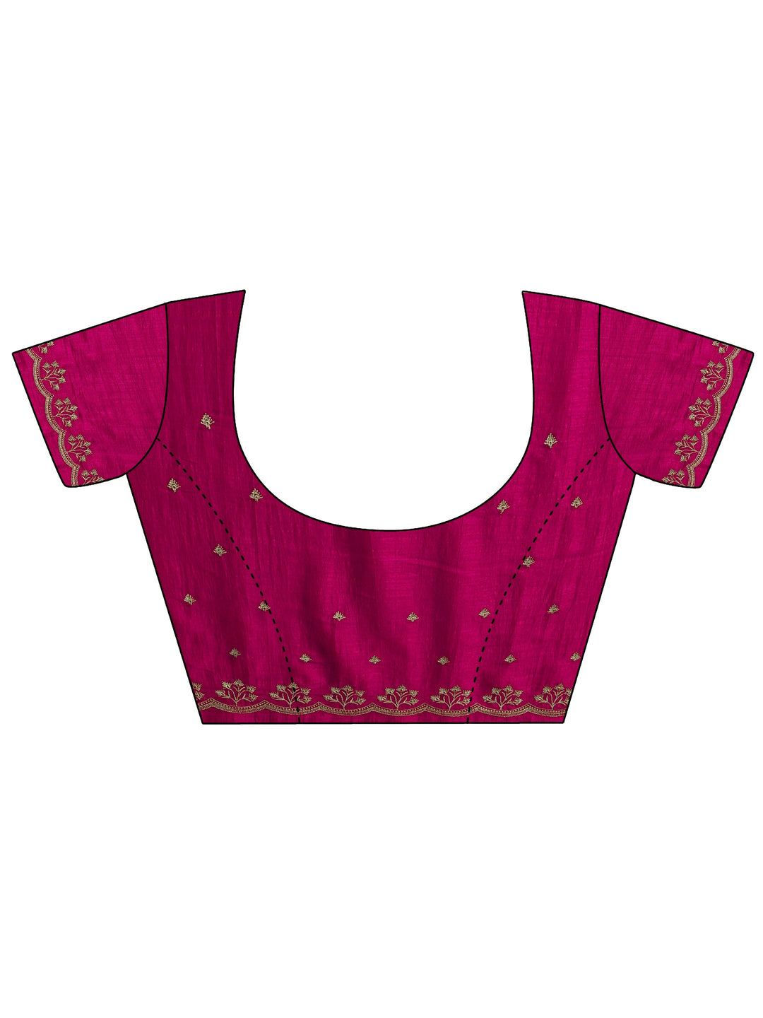  Rani Pink Floral Embroidered Silk Blend Saree 