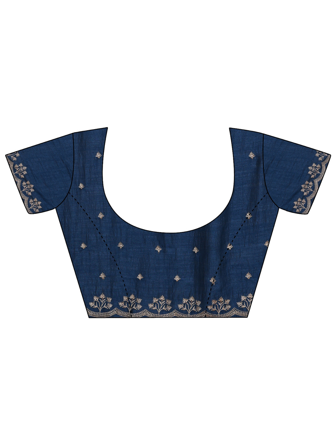  Prussian Blue Embroidered Silk Blend Saree 